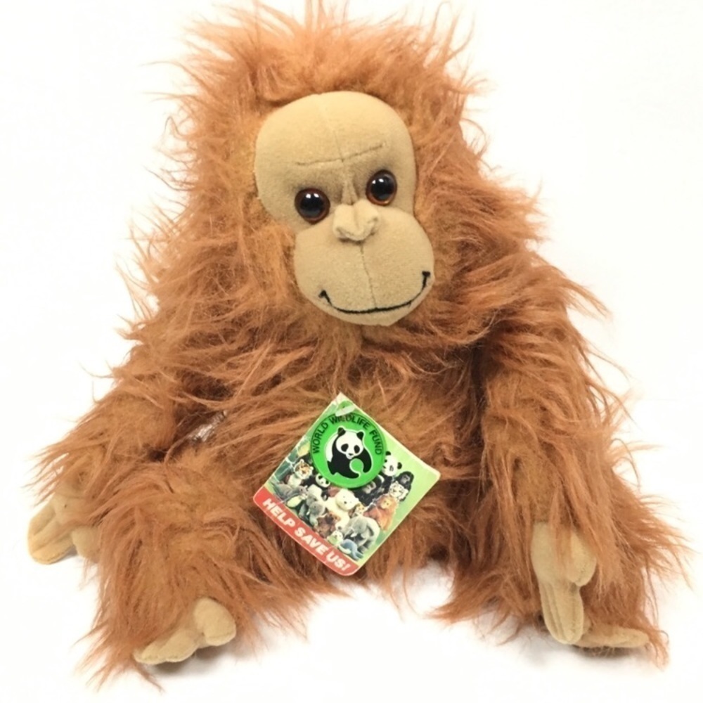 VINTAGE 80s World Wildlife Fund Orangutan Monkey Stuffed Animal Plush 1985